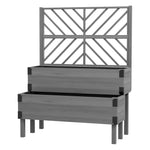 2-tier Wooden Raised Bed With Trellis, Garden Planter