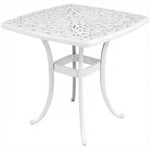 Outsunny 54 X 54cm Aluminium Outdoor Garden Side Table W/ Umbrella Hole, White