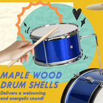 11 Piece Junior Drum Set For Kids With Stool, Drumsticks, Blue | Blue