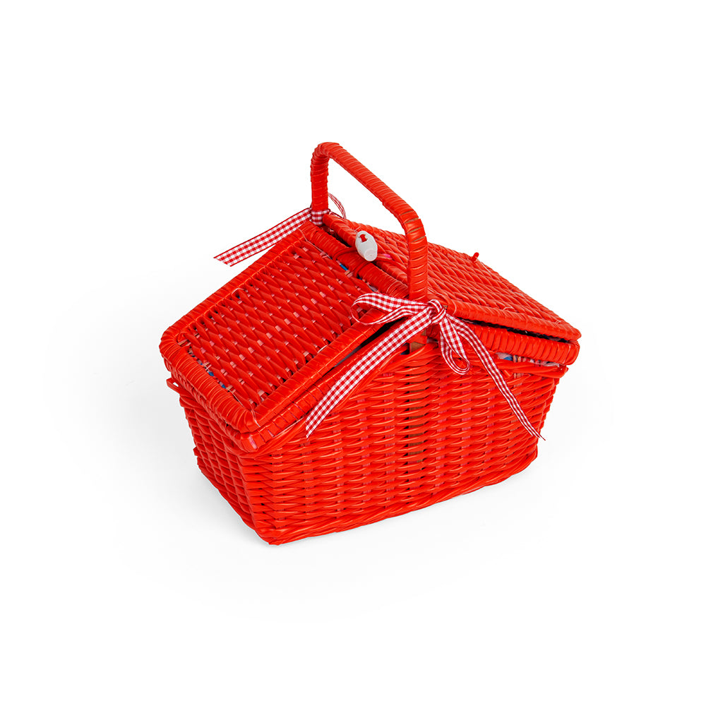 Red Wicker Basket And Tea Set, Pretend Play, Role Play Toys