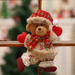 4 Pieces Christmas Tree Ornament Snowman Santa Claus Elk And Bear Shape Xmas Dolls
