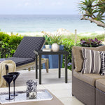Patio End Table With Umbrella Hole And Steel Frame | Black