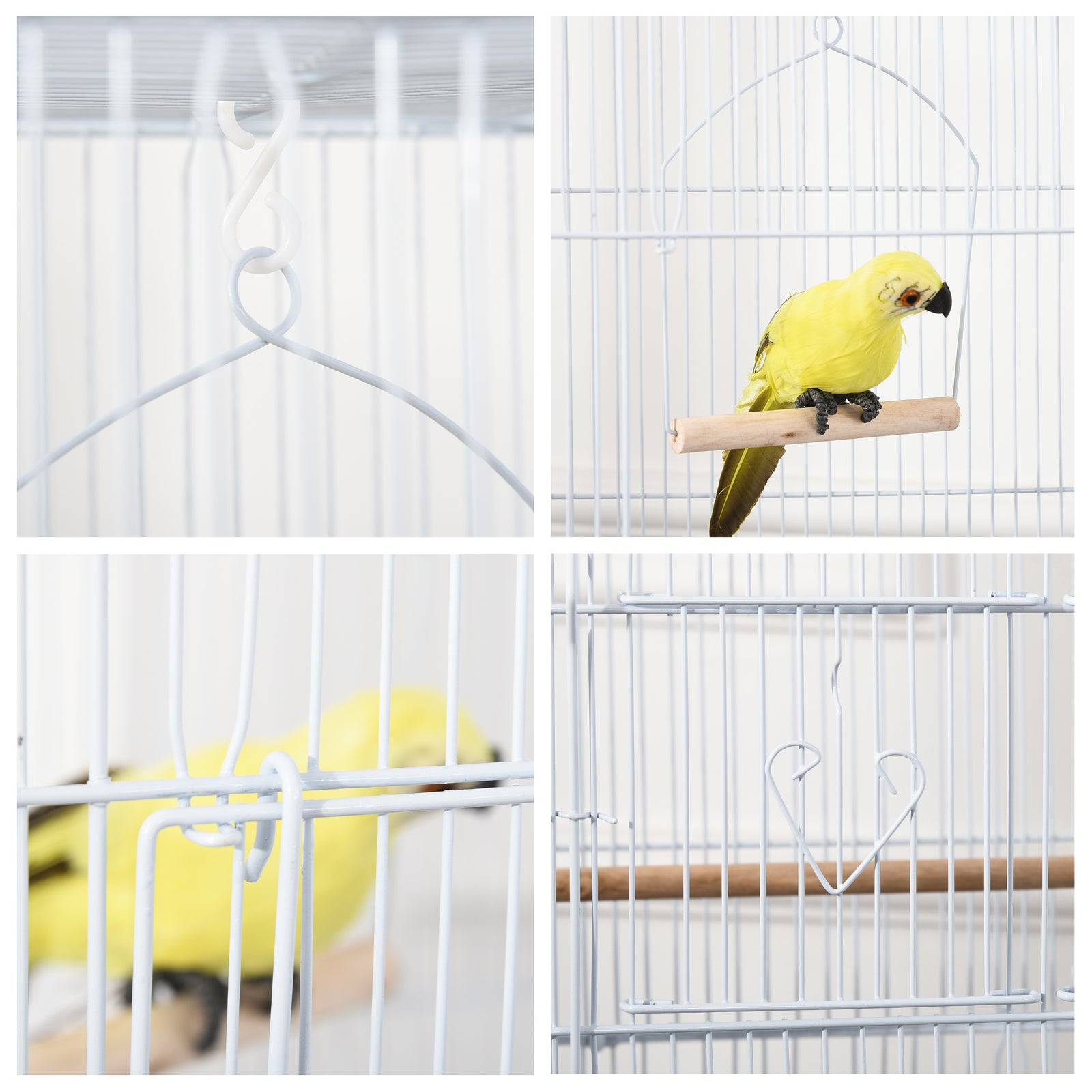 92cm Large Bird Cage With Perches, Food Bowls, Swing | White