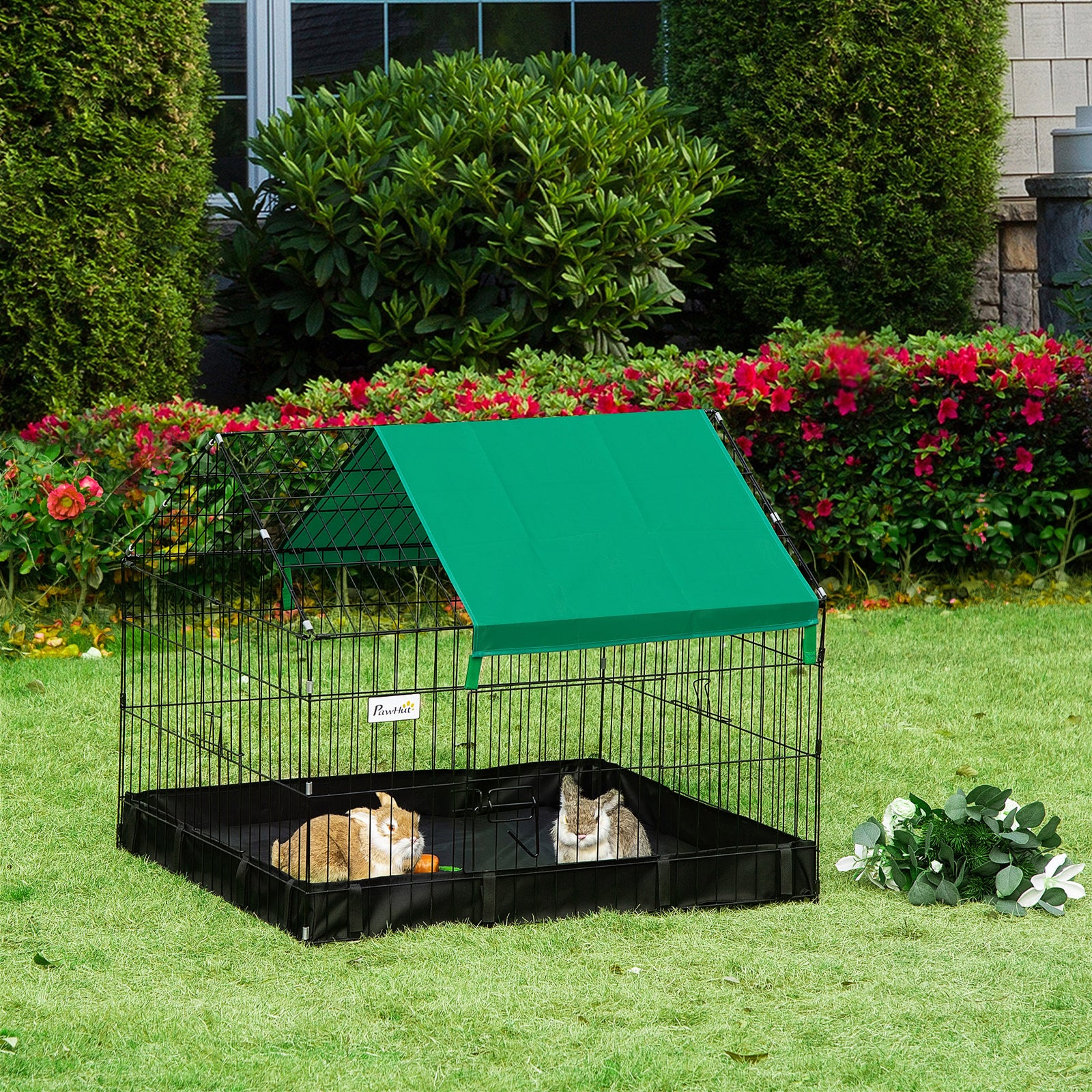 Rabbit Cage Guinea Pig Small Animal Playpen Water Proof Roof 90x75x75 Cm