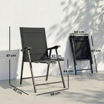 Folding Garden Chairs Set With High Back, Armrests | Set of 4 | Black