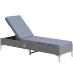 Multi-position Rattan Sun Lounger Recliner Bed Chair | Dark Gray