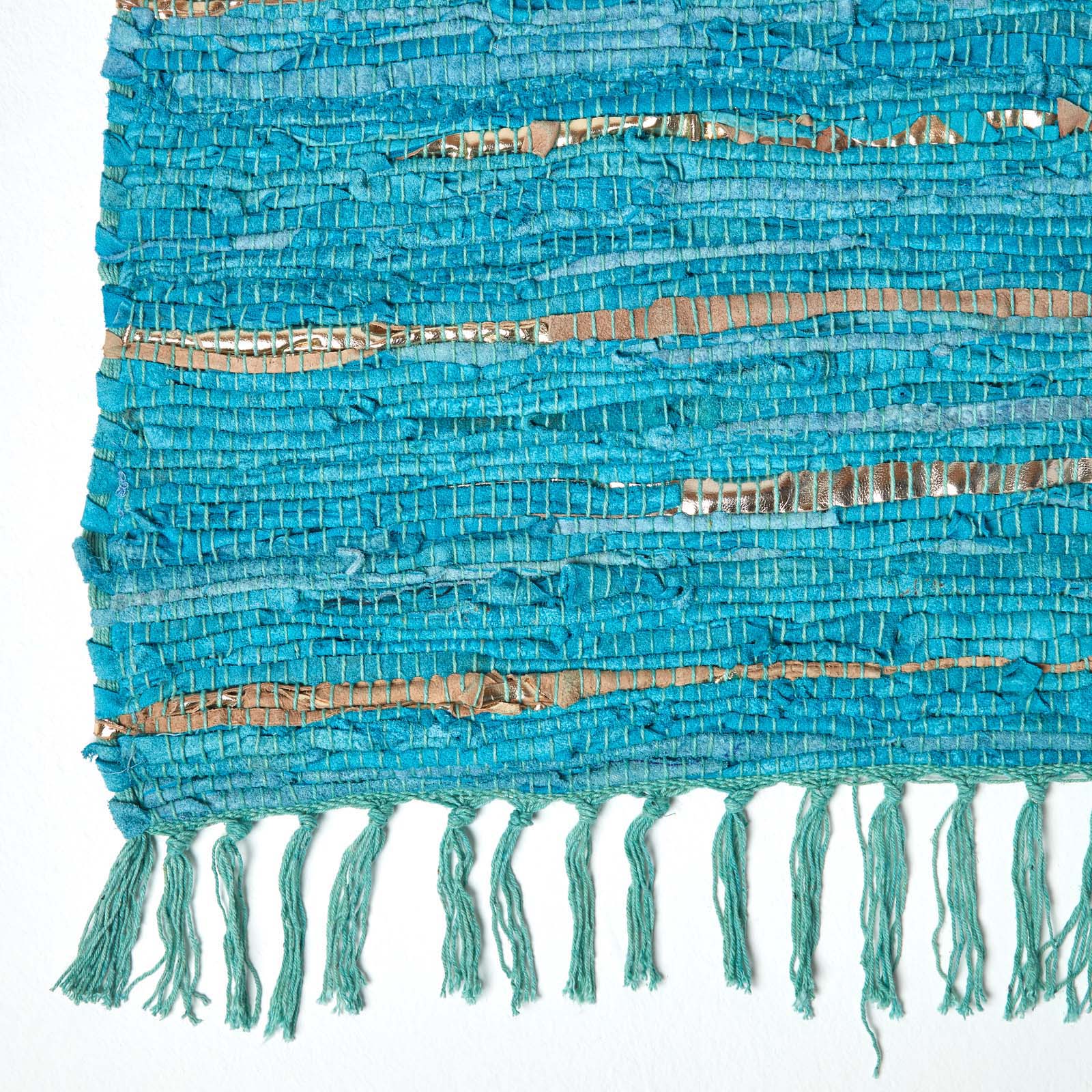 Leather Glitter Rug | 150cm x 95cm | Turquoise