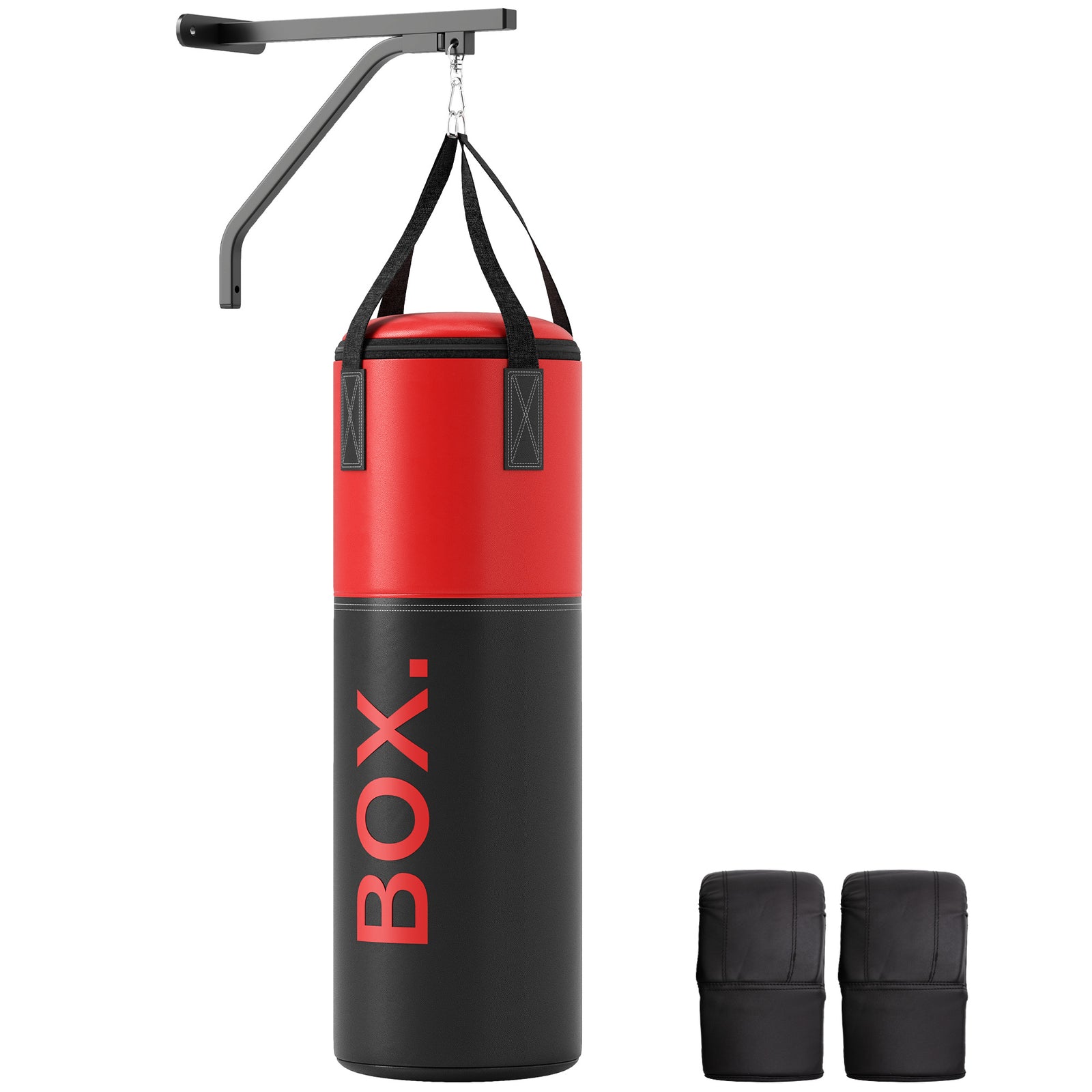 Unfilled Punching Bag Set With Boxing Gloves | Red