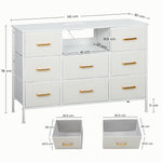 HOMCOM Boucle Chest Of Drawers, 2 Usb & 2 Ac Ports, 8 Drawers Dresser