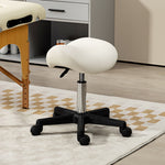 Saddle Stool Adjustable Rolling Salon Chair For Massage Spa | One Size | White