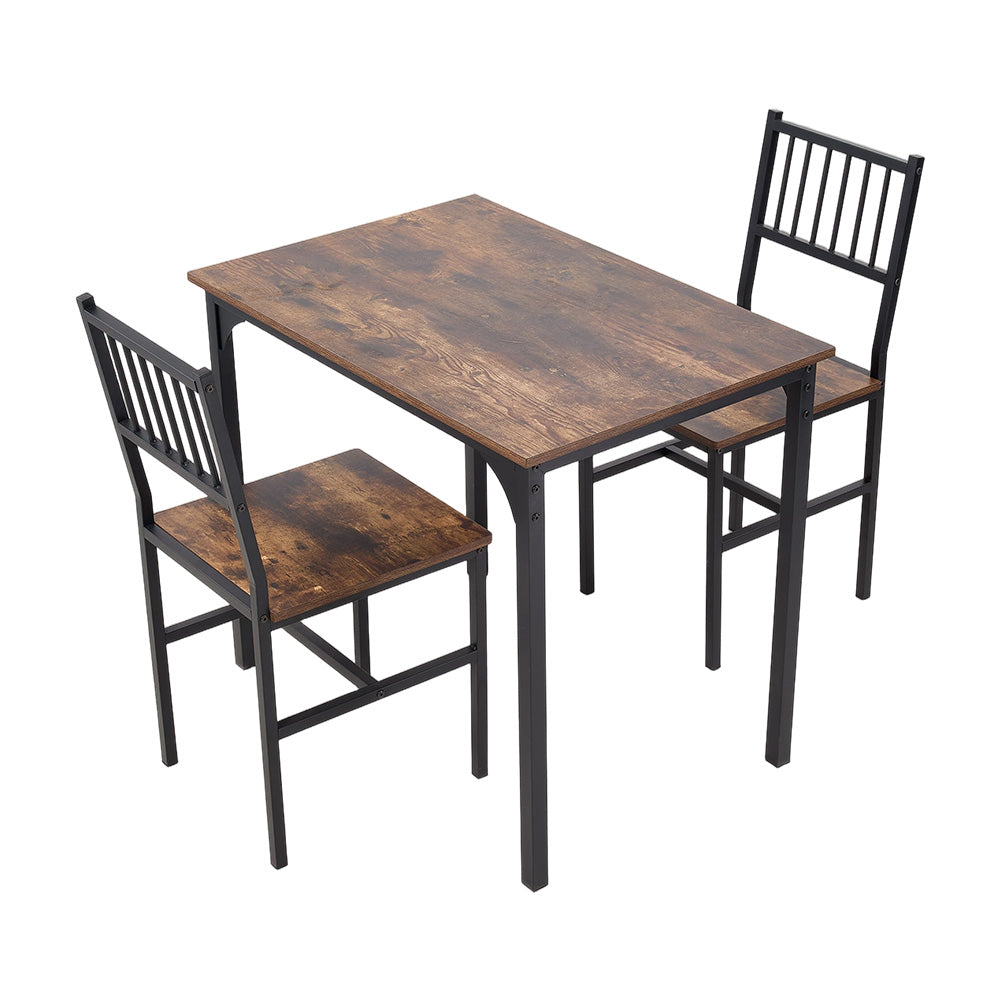 Retro Dining Table Set With 2 Chairs | Brown
