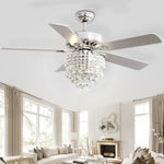 52 Inch Modern Ceiling Fan With Adjustable Led Light & Remote Quiet 5 Blade Fan Fixture