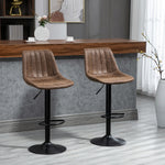 Set Of 2 Microfibre Retro Tub Bar Stools | Brown