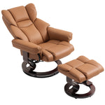 Pu Leather Manual Reclining Armchair Footstool Padded Seat Brown