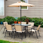 8 Pieces Dining Set Foldable Chair Table Parasol