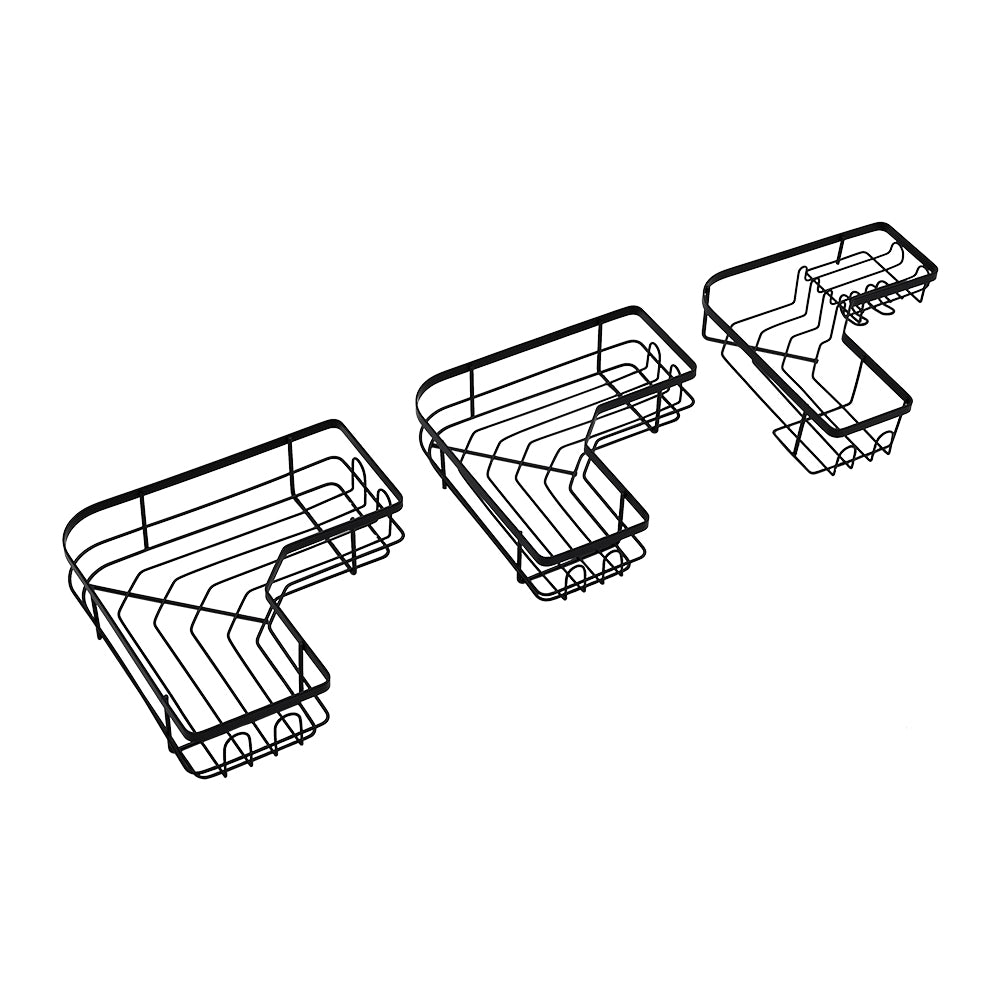 3-piece Corner Shower Caddy Set With Wall Stickers