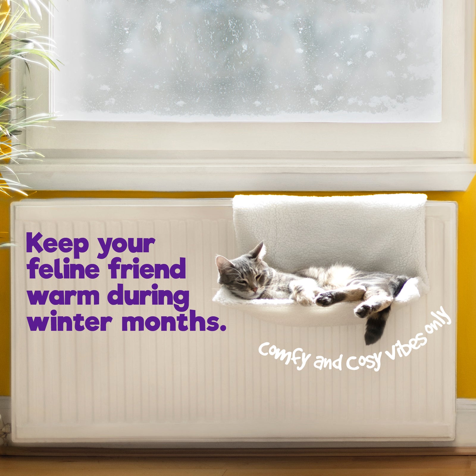 Petlicity Radiator Bed For Cats With Faux Fur Fleece Cover And Foldable Frame