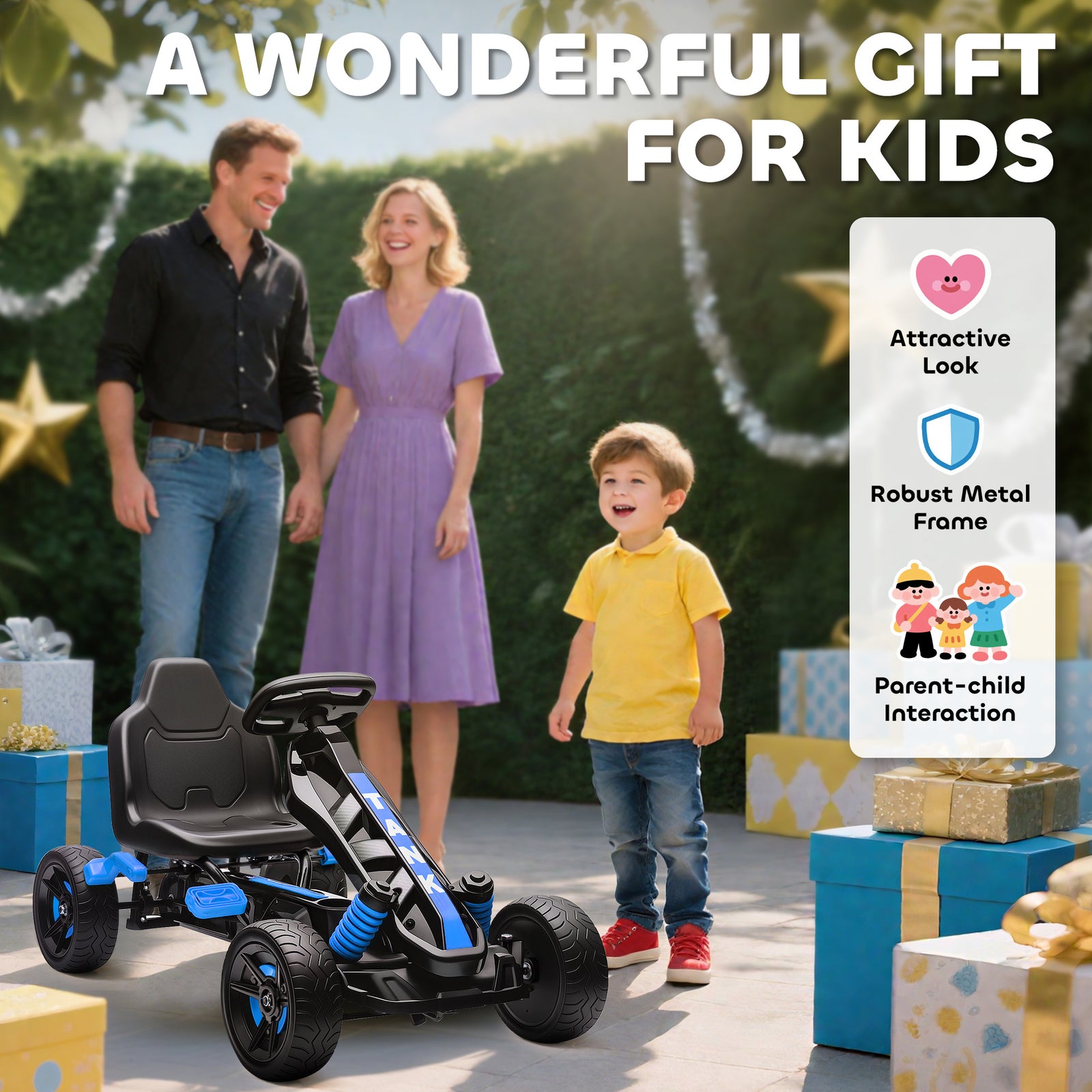 Pedal Go Kart With Automatic Clutch, For Ages 3-6 Years | Blue