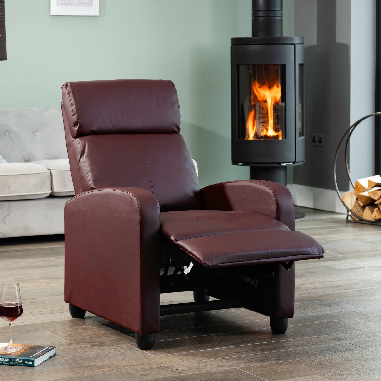 Henderson Manual Push Back Recliner Armchair | Burgundy