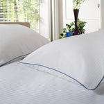 Ridgeway 240 Thread Count 100% Cotton White Duvet Cover Set,  Sateen Stripe With Piped Detailing | Super King | White