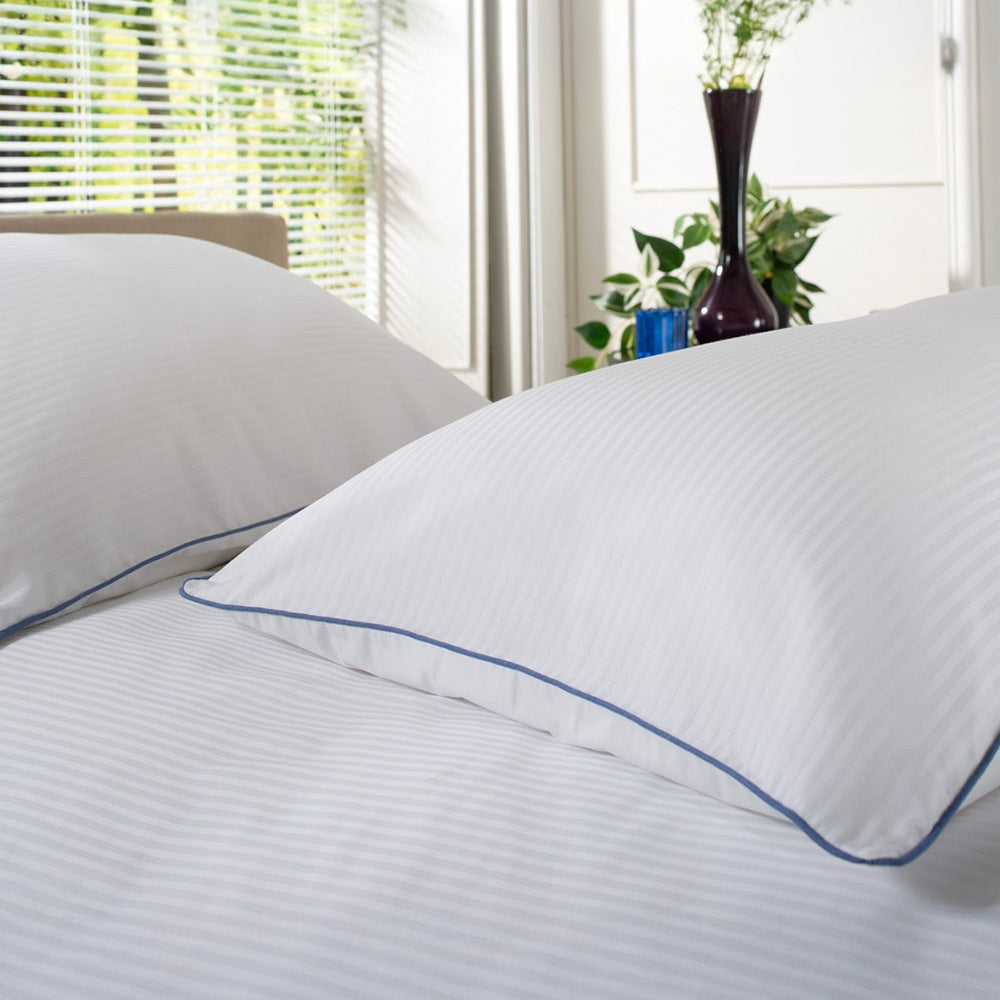Ridgeway 240 Thread Count 100% Cotton White Duvet Cover Set,  Sateen Stripe With Piped Detailing | Super King | White