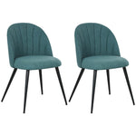 Set Of 2 Dining Chairs With Shell Backrest And Padded Seat | One Size | Green