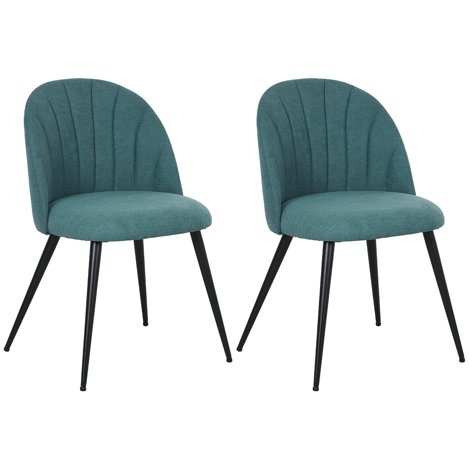 Set Of 2 Dining Chairs With Shell Backrest And Padded Seat | One Size | Green