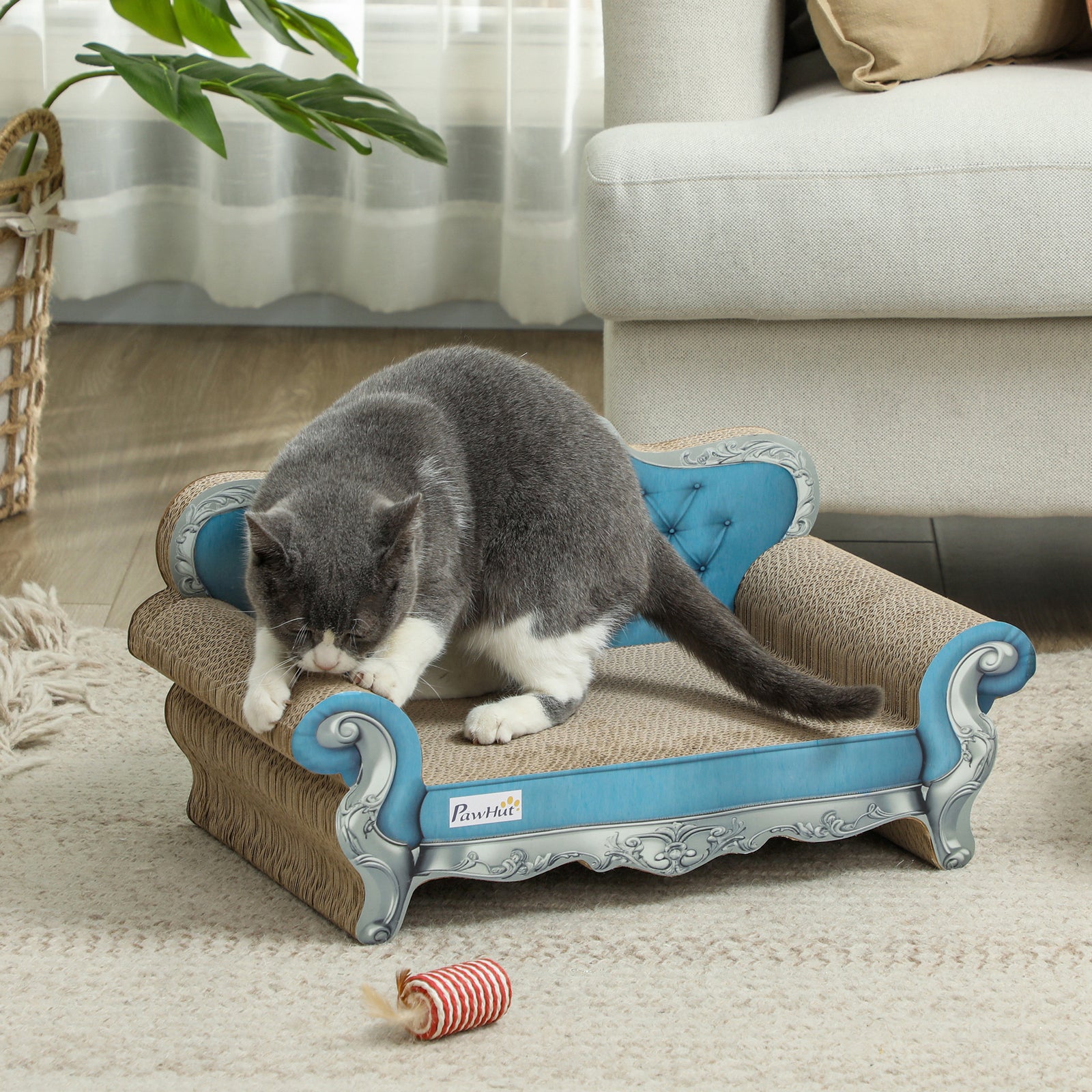 2-in-1 Cardboard Cat Scratching Board With Catnip For Indoor Cats