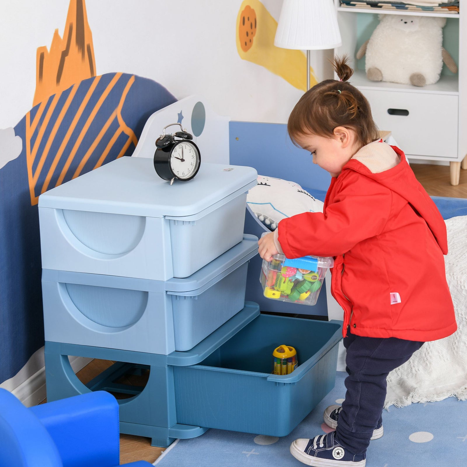 Kids Storage Units With Drawers 3 Or 6 Tier Chest Vertical Dresser Tower | Blue