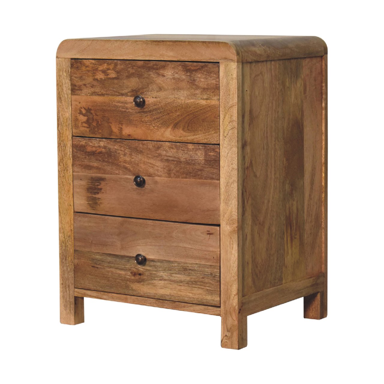 Solid Wood Aspen Oak-ish 3 Drawer Bedside
