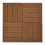 11pcs Interlocking Wpc Deck Tiles, 30x30cm Outdoor Wood-plastic Composite Patio Flooring, Slip-resistant Garden Balcony Tiles | Brown