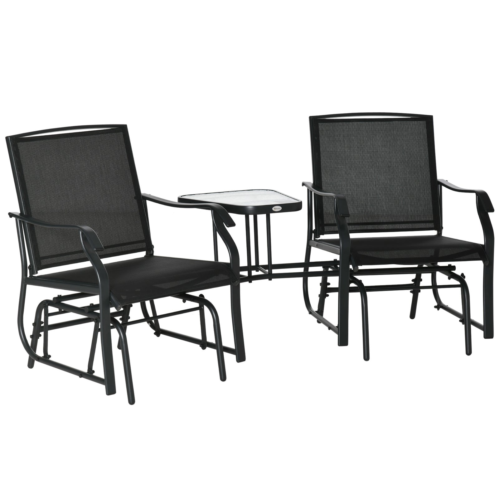 Double Glider Companion Rocking Garden Chairs Loveseat | Black