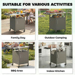 Outsunny Outdoor Grill Cart With Cabinet, Food Prep Table On Wheels, Brown