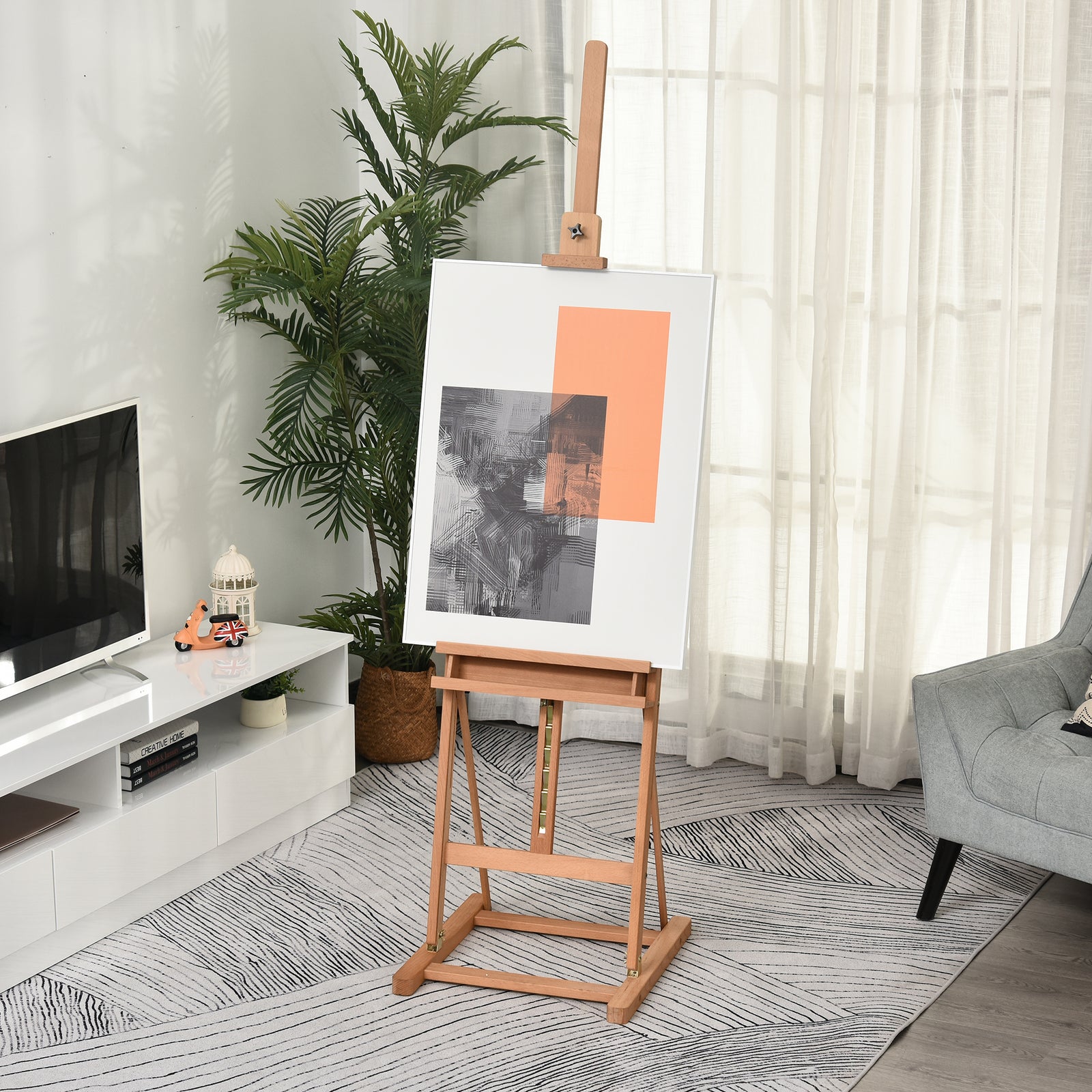 H-frame Studio Easel Height Adjustable With Canvas Holder