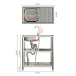 75cm W X 40cm D X 80cm H Bathroomdeco Stainless Steel One Compartment Sink With Shelves And Drainboard