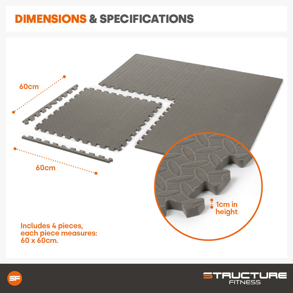Interlocking Gym Mat - Corrugated Grey