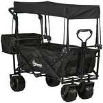 Trolley Cart Storage Wagon With Handle, Canopy Black | Black