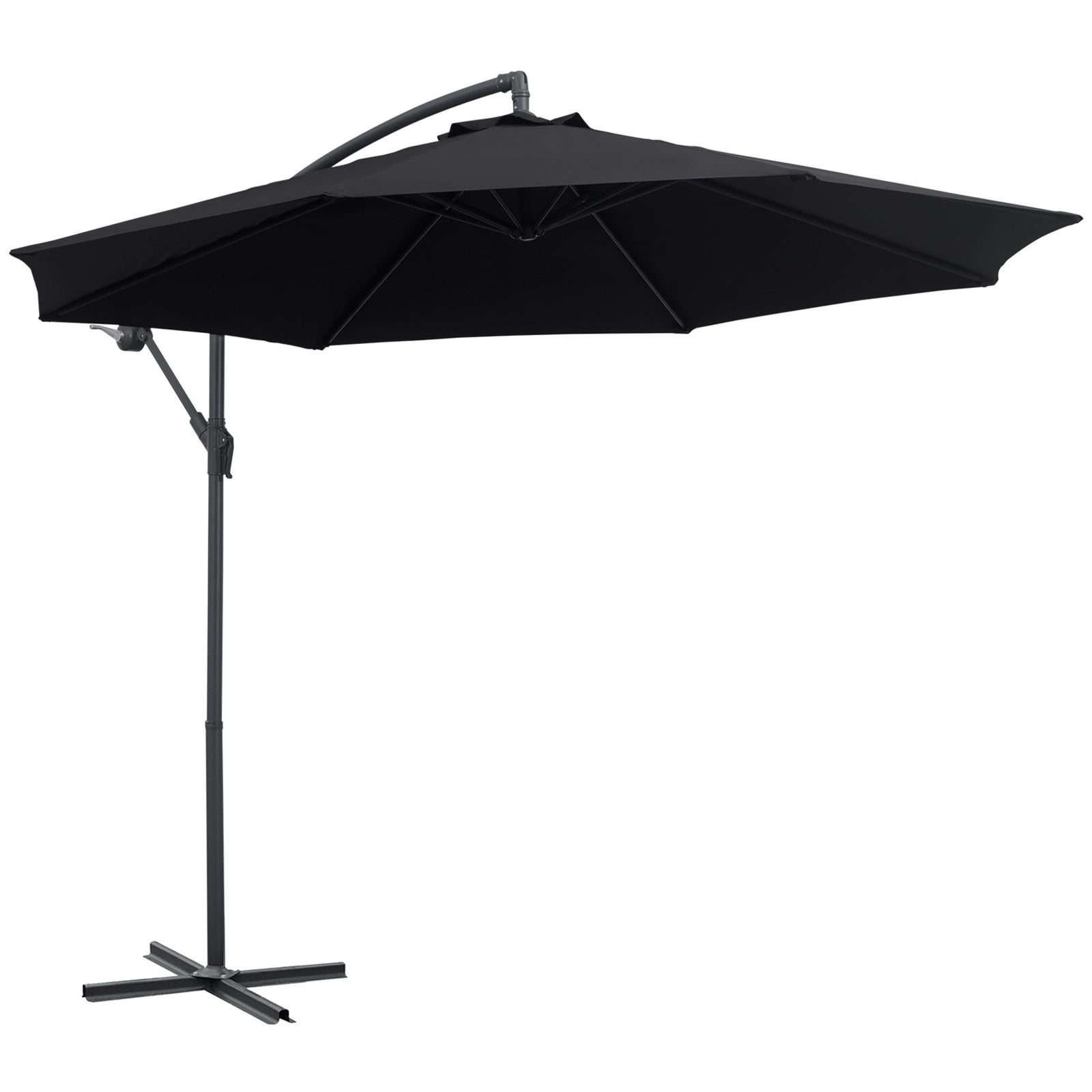 3m Cantilever Parasol Banana Umbrella, Black