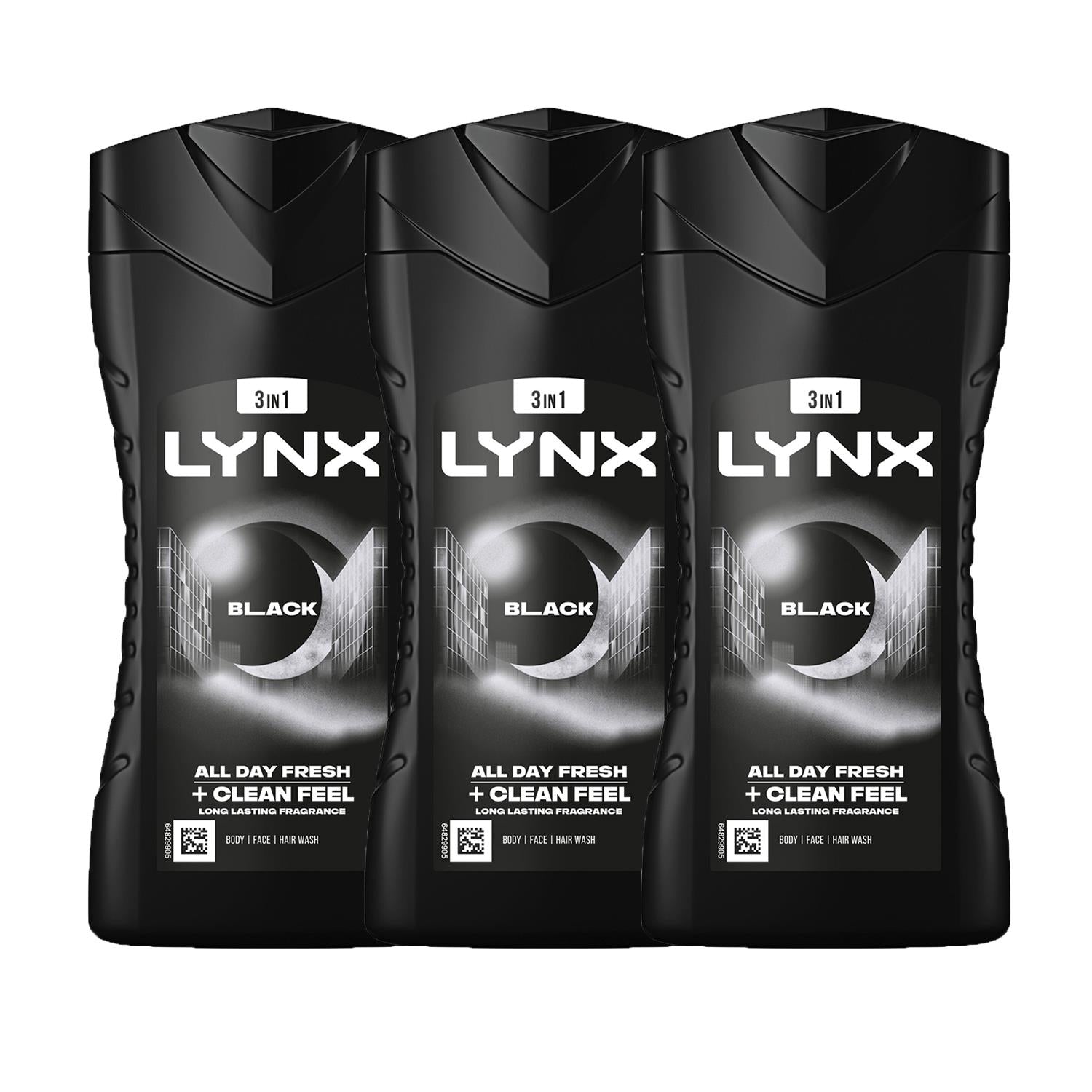 Black 12-h Refreshing Fragrance Shower Gel Body Wash For Men 3x 225ml