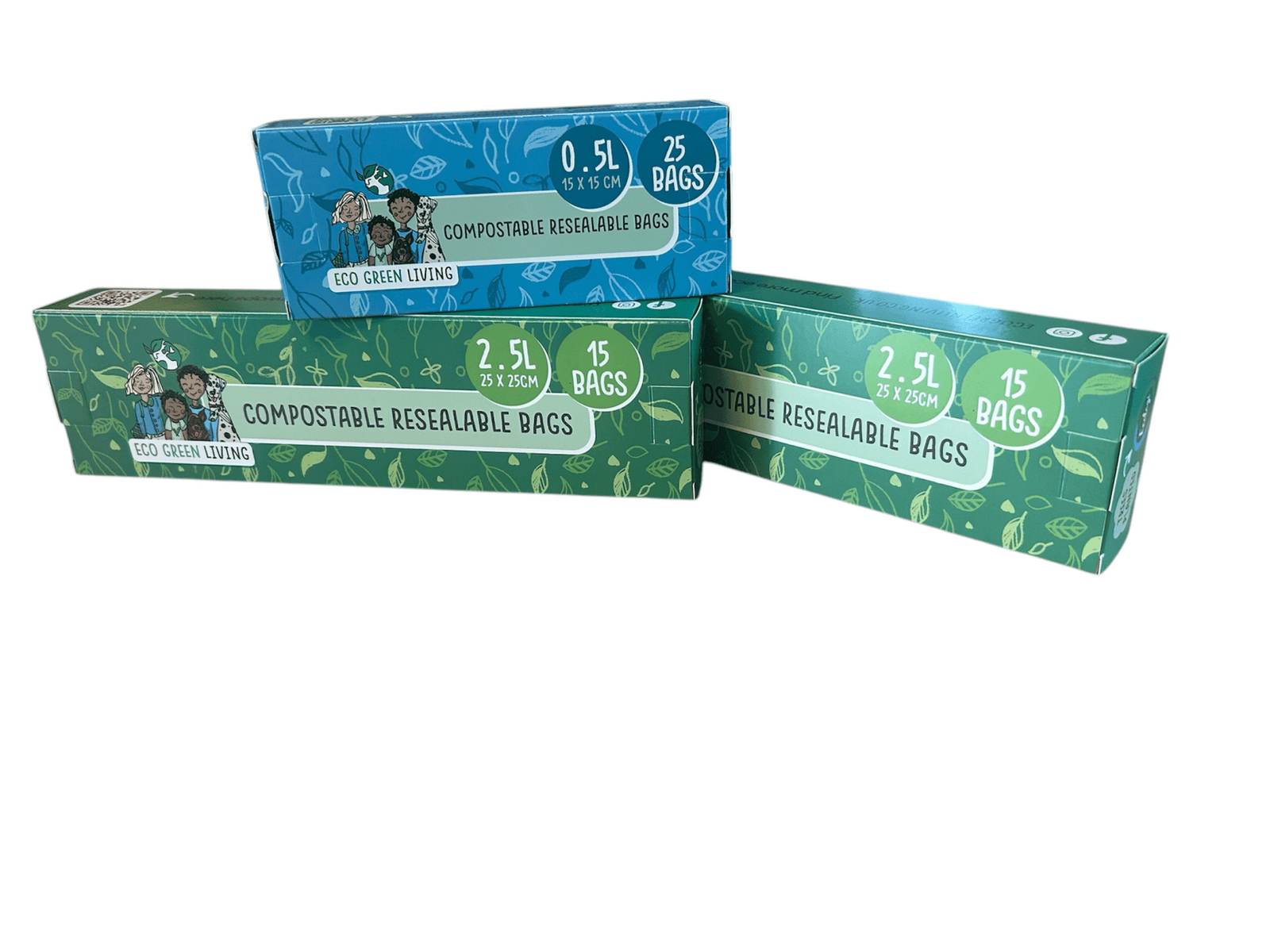Compostable Resealable Zip Lock Bags Large  2.5 Litre X 2 And 0.5 Litre