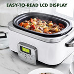 Elite 8-in-1 6l Slowcooker With Pfas-free Ceramic Non-stick Coating | Cream