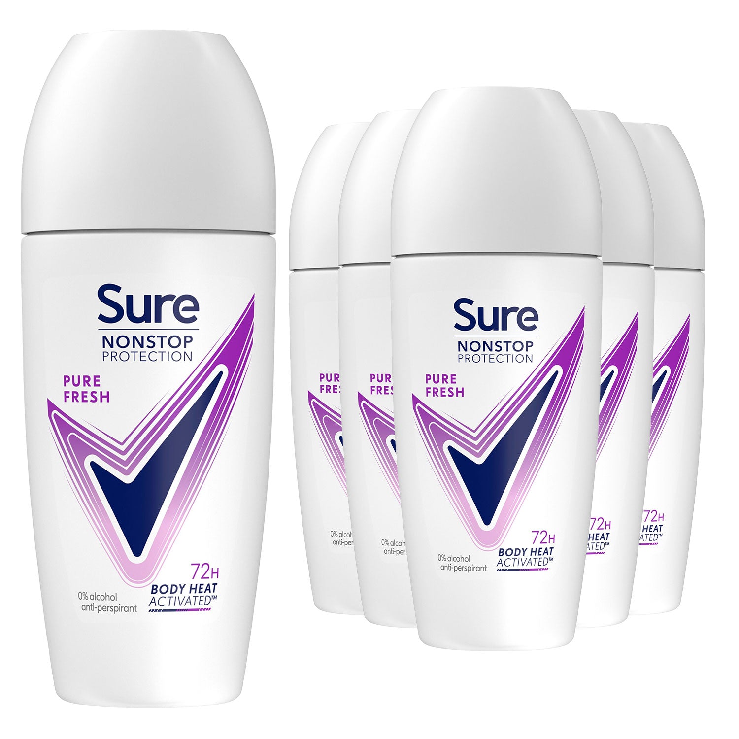 Women Motion Sense Ap Deodorant Rollon 72h Nonstop, Pure Fresh - 50ml, 6pk | 6