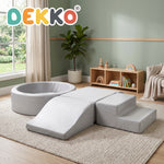 Soft Play Set 5pc Pu Leather Foam Blocks Baby Climbing Sliding Indoor Grey | Grey