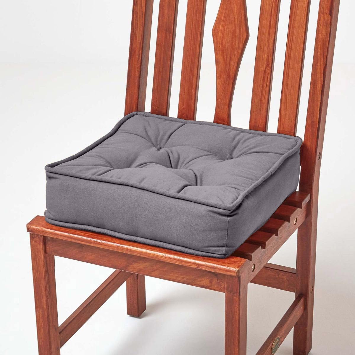 Cotton Dining Chair Booster Cushion | 40cm x 40cm | Charcoal Grey