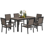 6 Seater Aluminium Garden Dining Set With Stackable Chairs | Brown