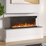 40-inch 3-sided Electric Fireplace Recessed & Freestanding Heater With Adjustable Flame, Remote Control, Timer & 12 Flame Colors