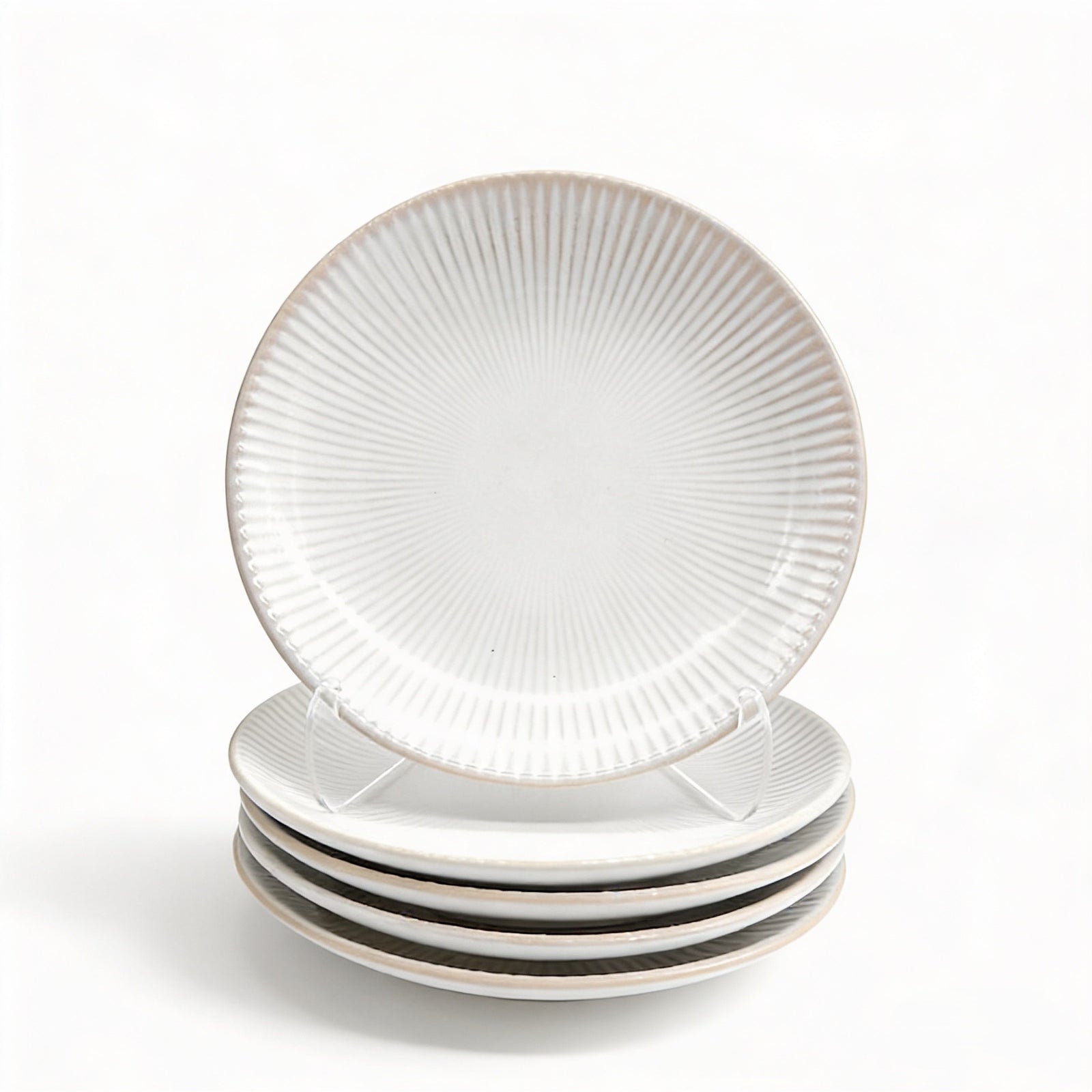 Reactive Cream Glaze Dinnerware Dessert Plate Set 20.5cm | Set-of-6 | Cream