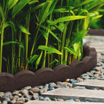 Recycled Rubber Scallop Garden Edging Border 1.2m | Set of 16 | Brown