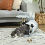 Cat Tree W/ Scratching Post, Bed, Cat Tunnel, Toy Ball | Gray