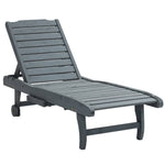 Wooden Sun Lounger Outdoor Patio Sun Bed W/ Pull-out Table